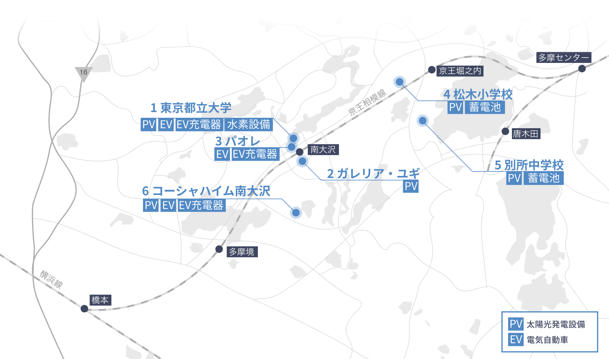 再生可能エネルギー設備設置場所の地図